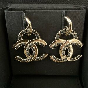 Chanel Goldtone & Lambskin Dangle Earrings